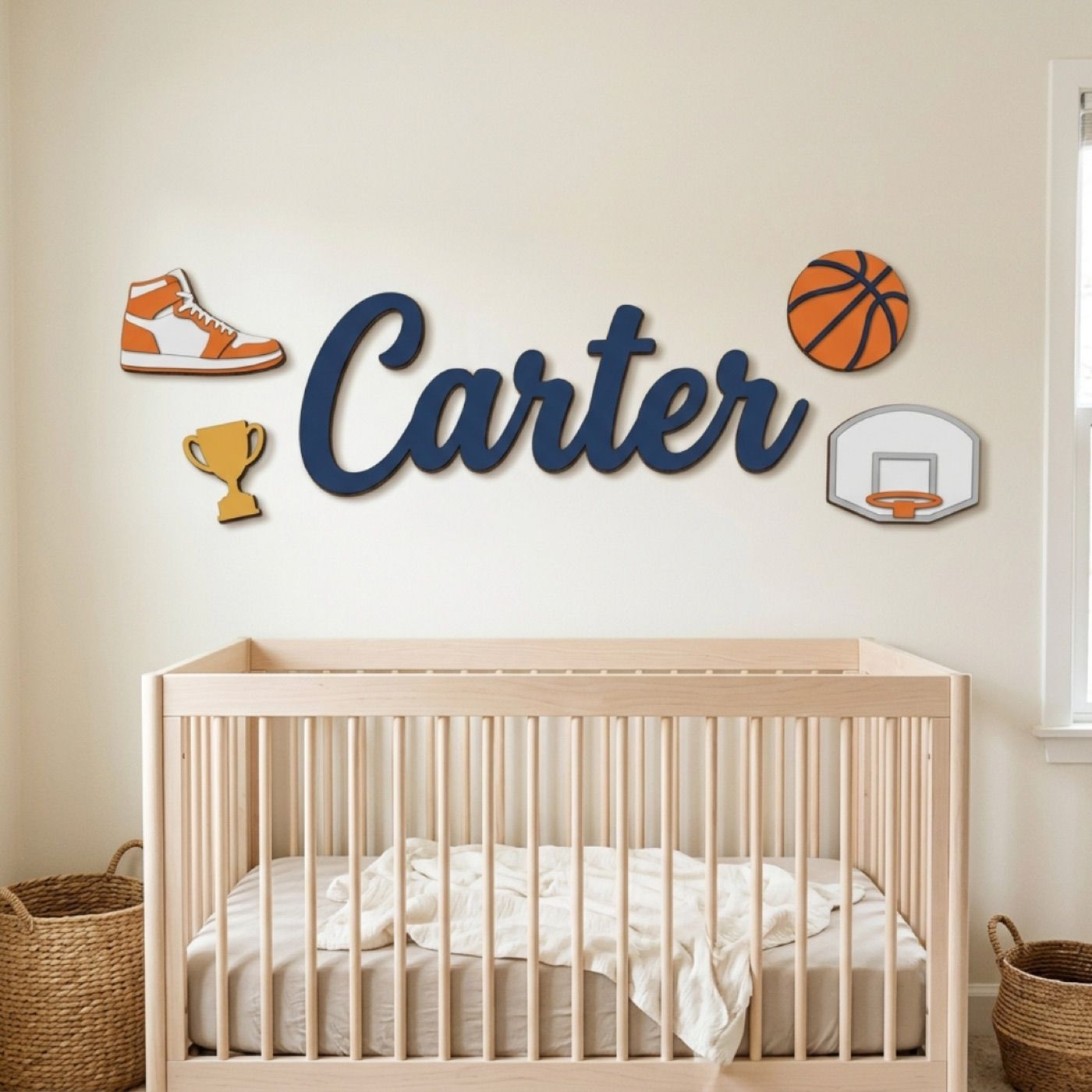 Basketball sign with the name Carter: in the nursery (rendering)