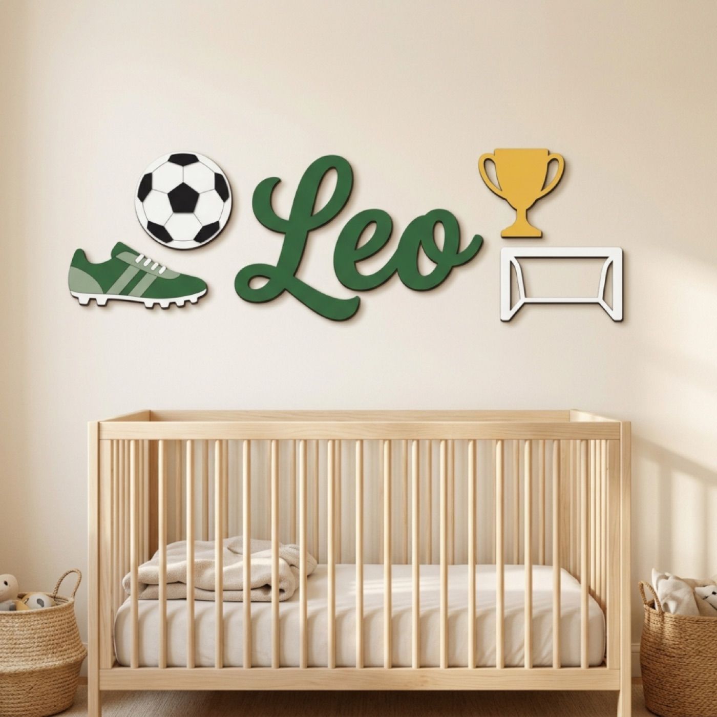 Soccer sign with the name Leo: in the nursery (rendering)