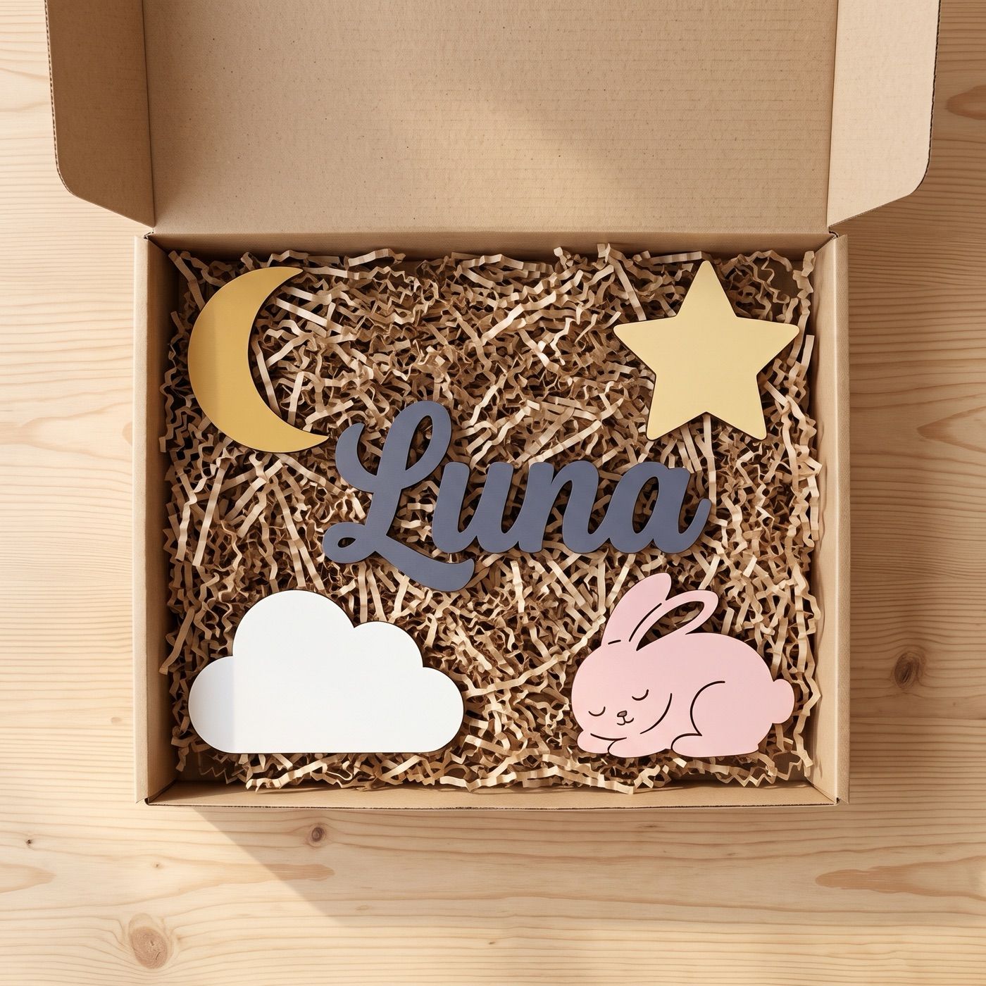 Moon & Stars sign with the name Luna: how it arrives